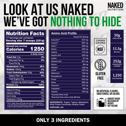 Mass Gainer Protein Supplement - Unflavored 12LB for Convenient High - Calorie Nutrition Shakes