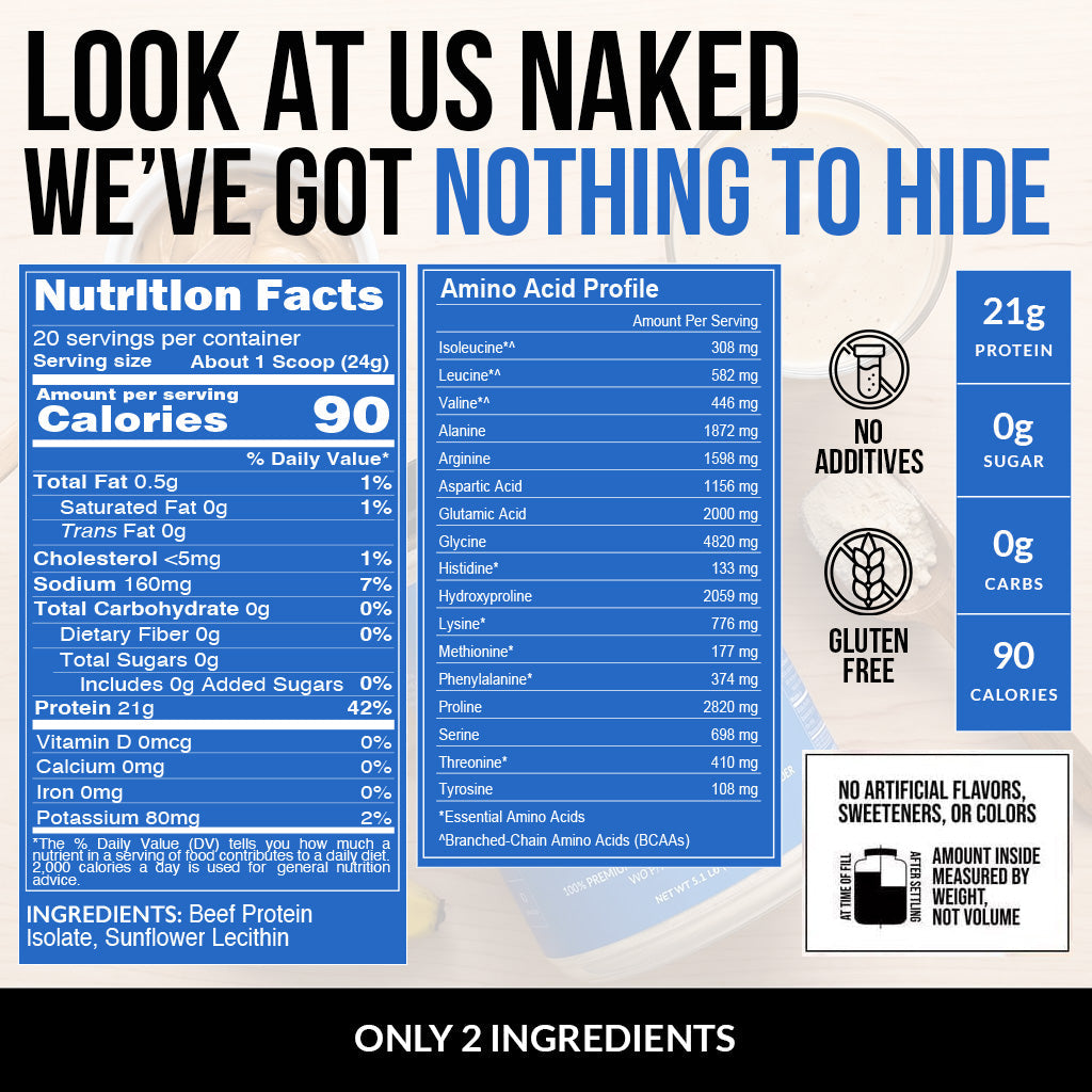 Beef Protein Powder - Unflavored for Smooth Everyday Protein Shakes