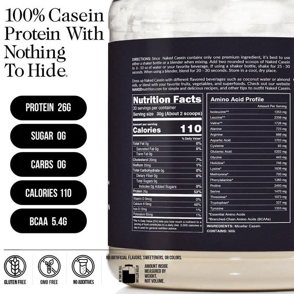 Micellar Casein Protein Powder - Unflavored - Standard Size for Smooth Everyday Protein Shakes