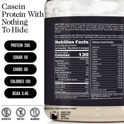 Vanilla Casein Protein Powder - Vanilla - Standard Size for Smooth Everyday Protein Shakes