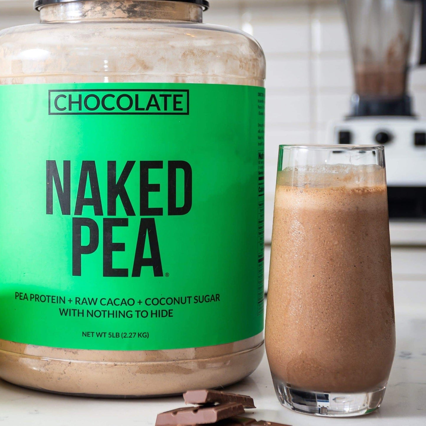 Chocolate Pea Protein Powder - Chocolate - Compact Size for Smooth Everyday Protein Shakes