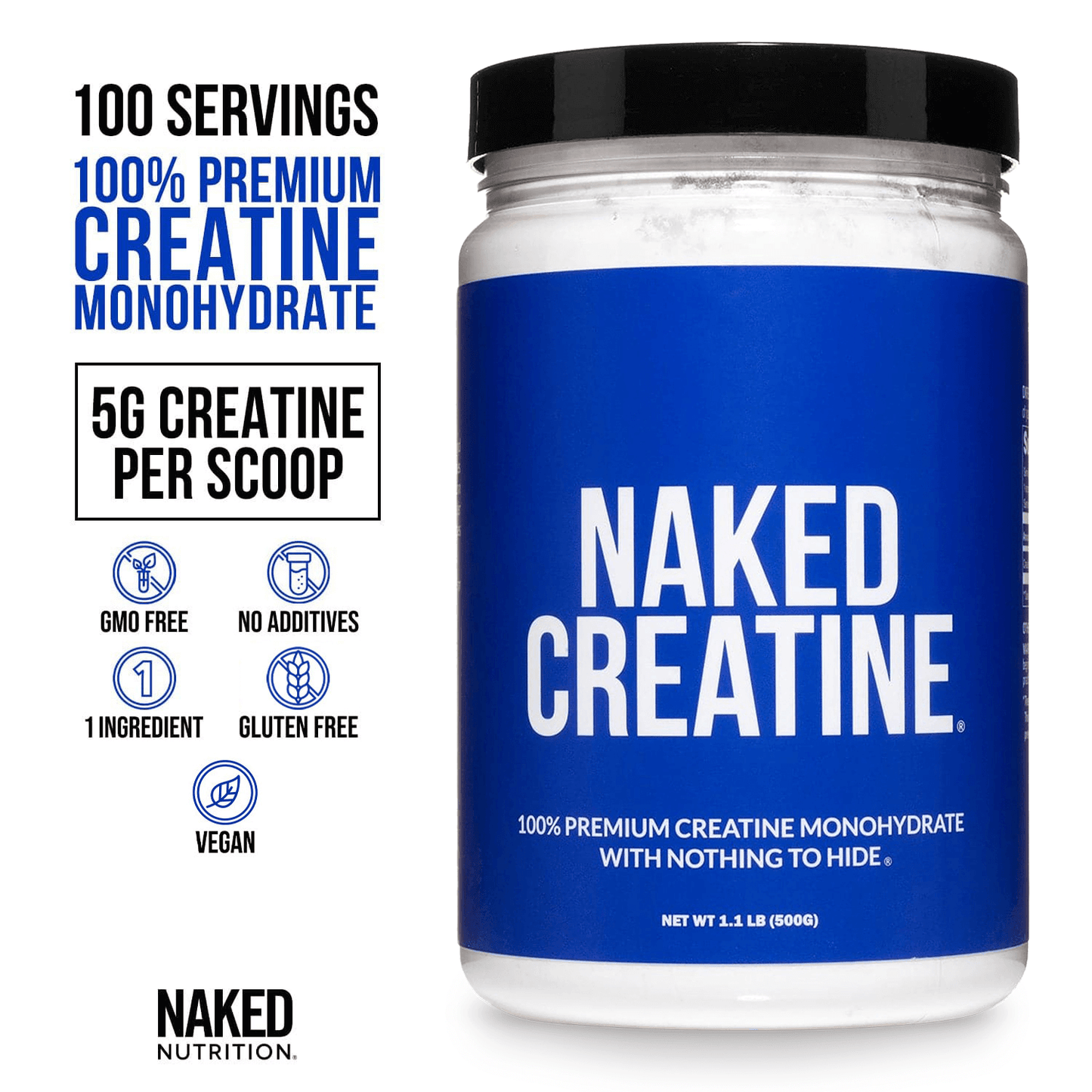Creatine Monohydrate Powder - Unflavored - Standard Size for Easy Workout Drink Mixing