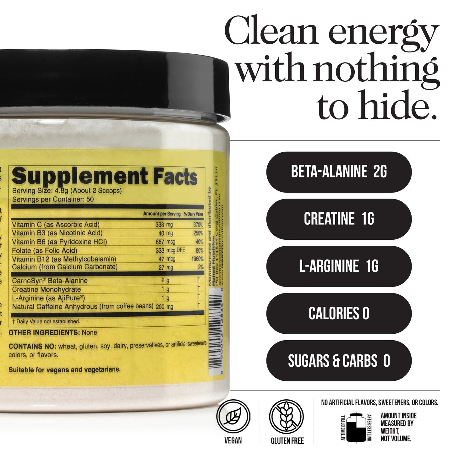 Pre Workout Supplement - Unflavored for Easy Workout Drink Mixing