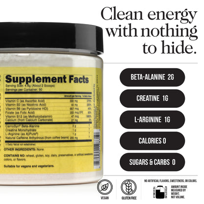 Pre Workout Supplement - Unflavored for Easy Workout Drink Mixing