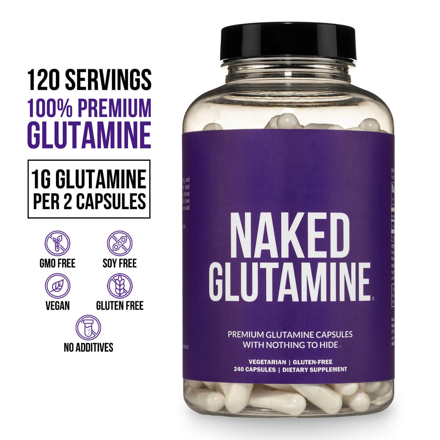 Glutamine Capsules - Capsules for Easy Workout Drink Mixing