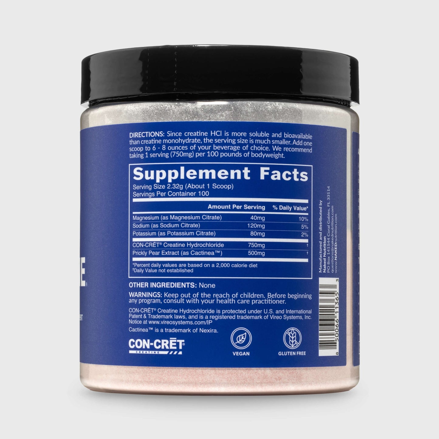 Creatine HCl Powder - Unflavored for Easy Workout Drink Mixing