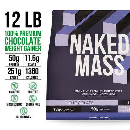 Chocolate Mass Gainer Protein Supplement - Chocolate 12LB for Convenient High - Calorie Nutrition Shakes