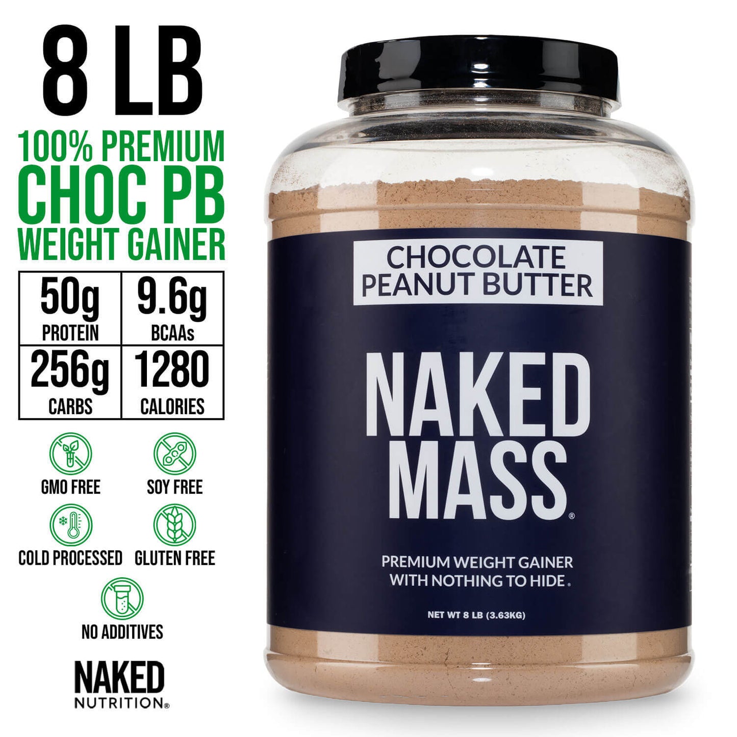 Chocolate Peanut Butter Mass Gainer Protein Supplement - Chocolate PB for Convenient High - Calorie Nutrition Shakes