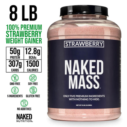 Strawberry Mass Gainer Protein Supplement - Strawberry for Convenient High - Calorie Nutrition Shakes