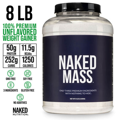 Mass Gainer Protein Supplement - Unflavored for Convenient High - Calorie Nutrition Shakes