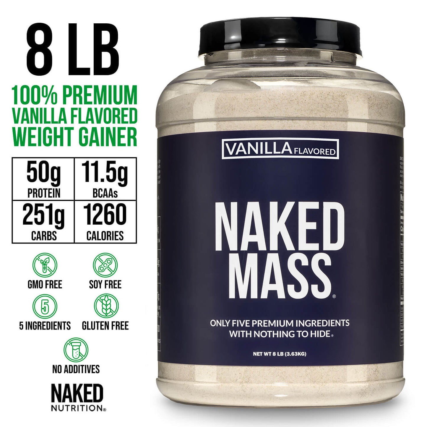 Vanilla Mass Gainer Protein Supplement - Vanilla for Convenient High - Calorie Nutrition Shakes