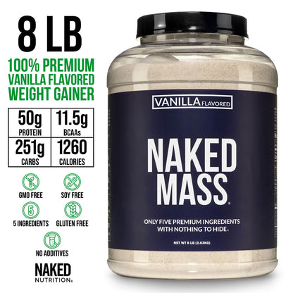 Vanilla Mass Gainer Protein Supplement - Vanilla for Convenient High - Calorie Nutrition Shakes