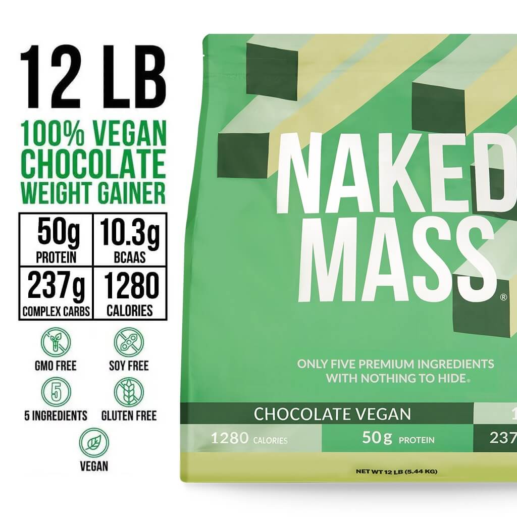 Chocolate Vegan Mass Gainer Supplement - Chocolate (Vegan) 12LB for Convenient High - Calorie Nutrition Shakes