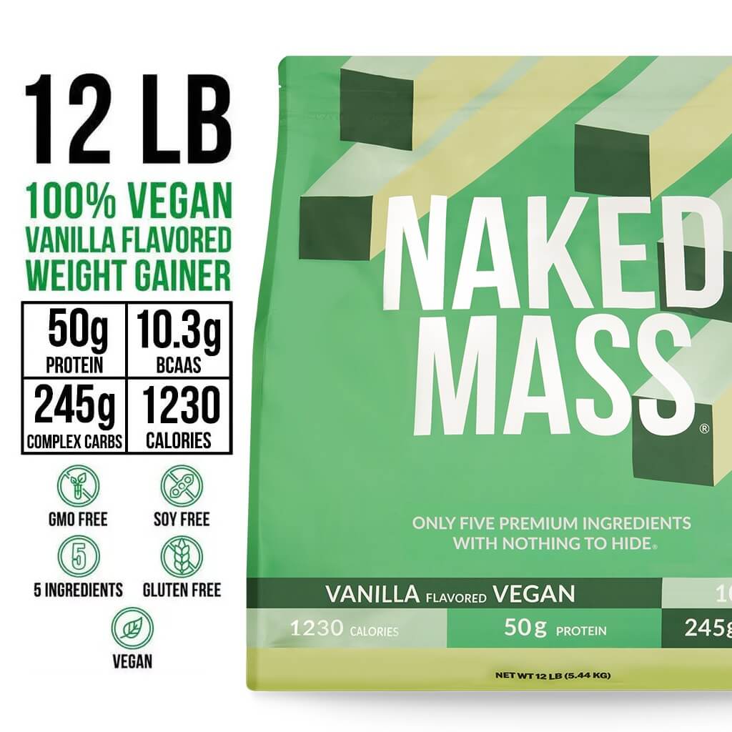 Vanilla Vegan Mass Gainer Supplement - Vanilla (Vegan) 12LB for Convenient High - Calorie Nutrition Shakes