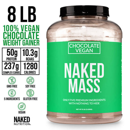 Chocolate Vegan Mass Gainer Supplement - Chocolate (Vegan) for Convenient High - Calorie Nutrition Shakes
