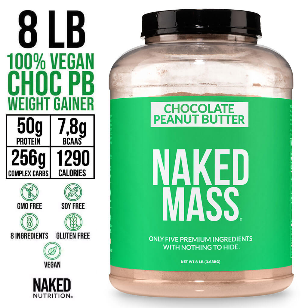 Chocolate Peanut Butter Vegan Mass Gainer Supplement - Chocolate PB (Vegan) for Convenient High - Calorie Nutrition Shakes