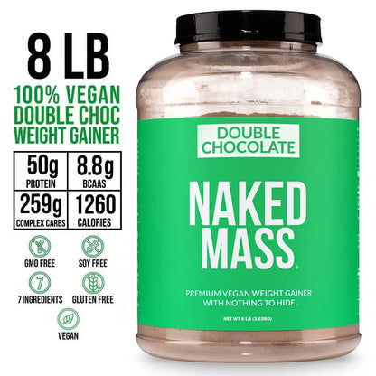 Double Chocolate Vegan Mass Gainer Supplement - Double Chocolate (Vegan) for Convenient High - Calorie Nutrition Shakes
