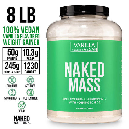 Vanilla Vegan Mass Gainer Supplement - Vanilla (Vegan) for Convenient High - Calorie Nutrition Shakes