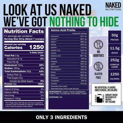 Mass Gainer Protein Supplement - Unflavored for Convenient High - Calorie Nutrition Shakes