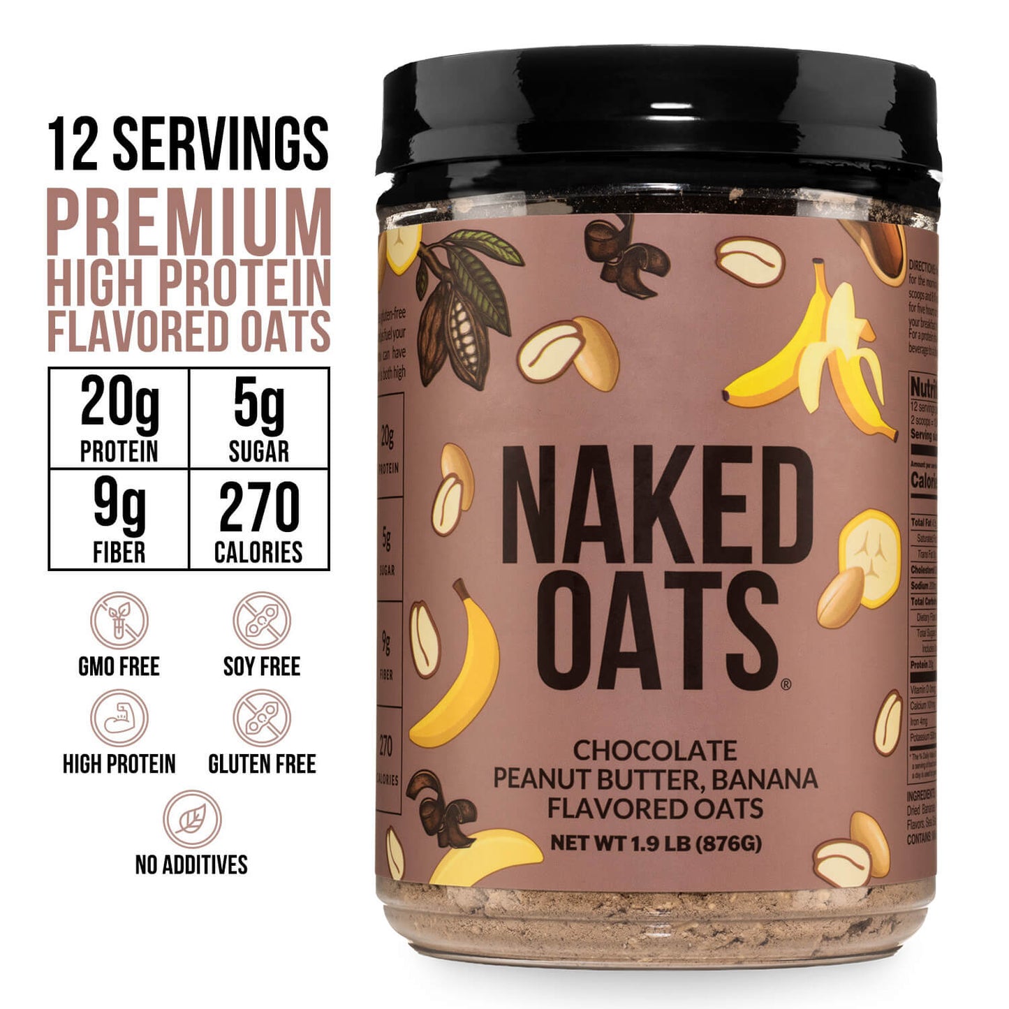 Chocolate Peanut Butter Banana Protein Oats - Chocolate PB Banana for Easy Protein Breakfast Bowls