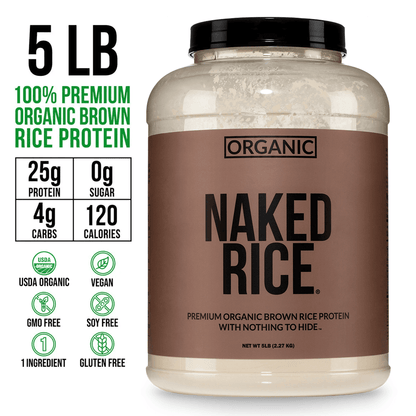 Organic Brown Rice Protein Powder - 5LB Unflavored for Smooth Everyday Protein Shakes