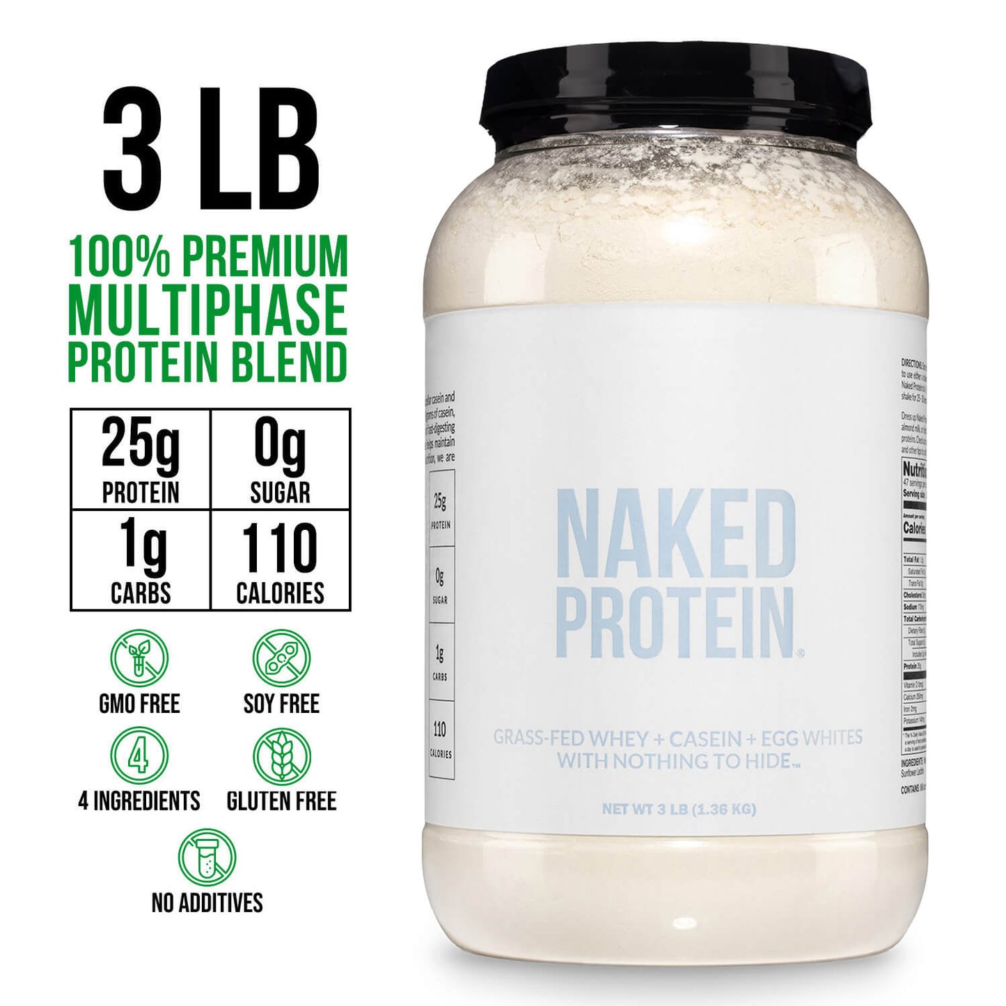 Protein Powder Blend - 3LB Egg Whey and Casein Protein Blend - 3LB for Smooth Everyday Protein Shakes