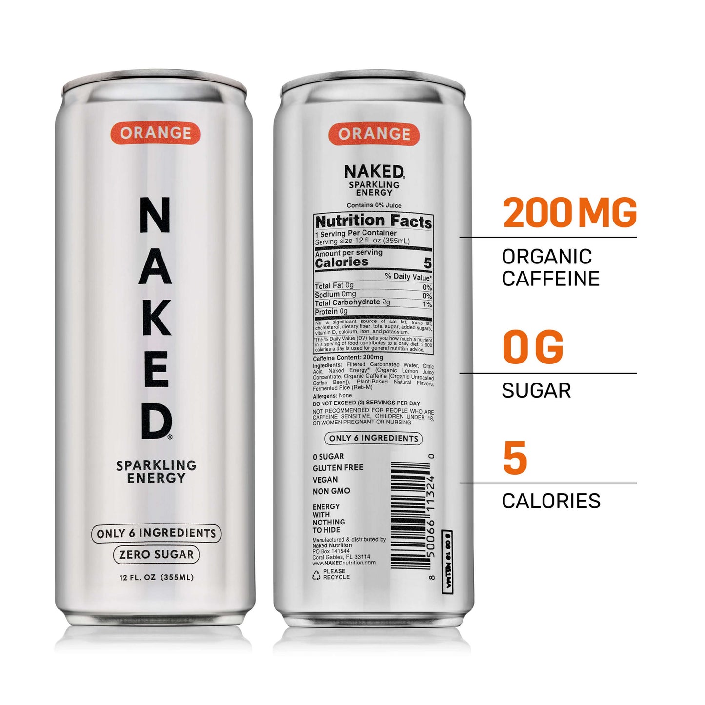 Orange Naked Sparkling Energy - Orange for Convenient Everyday Nutrition