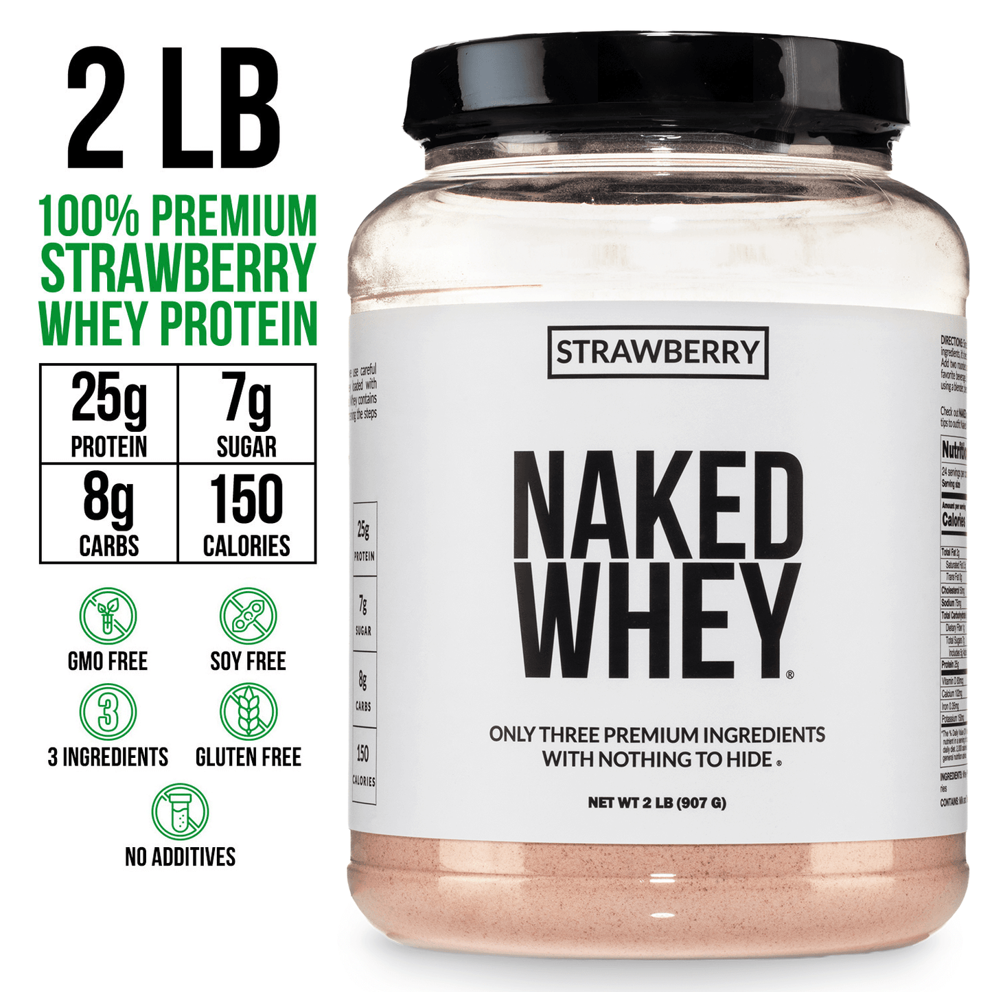 Strawberry Whey Protein Powder - Strawberry - Standard Size for Smooth Everyday Protein Shakes