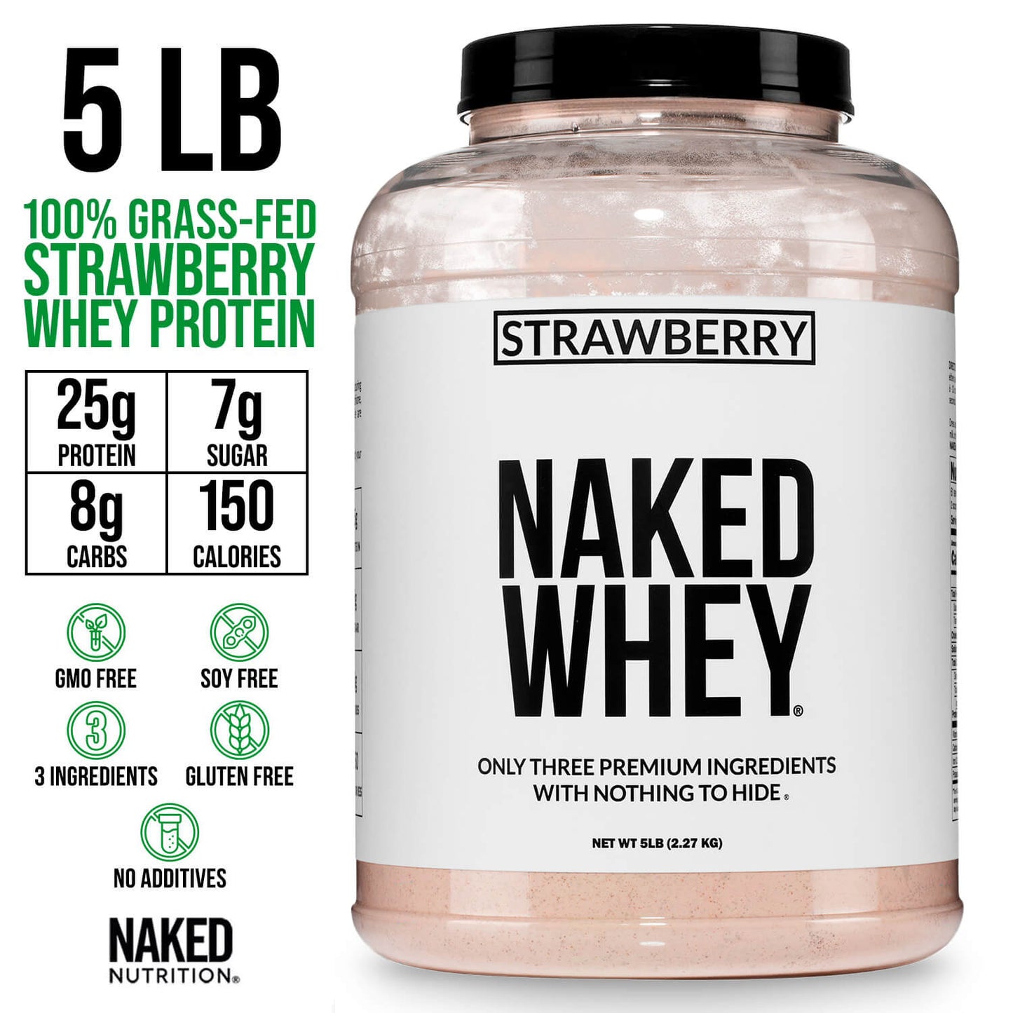 Strawberry Whey Protein Powder - Strawberry - Value Size for Smooth Everyday Protein Shakes