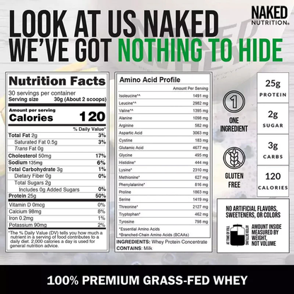 Grass Fed Whey Protein Powder - Unflavored - Standard Size for Smooth Everyday Protein Shakes