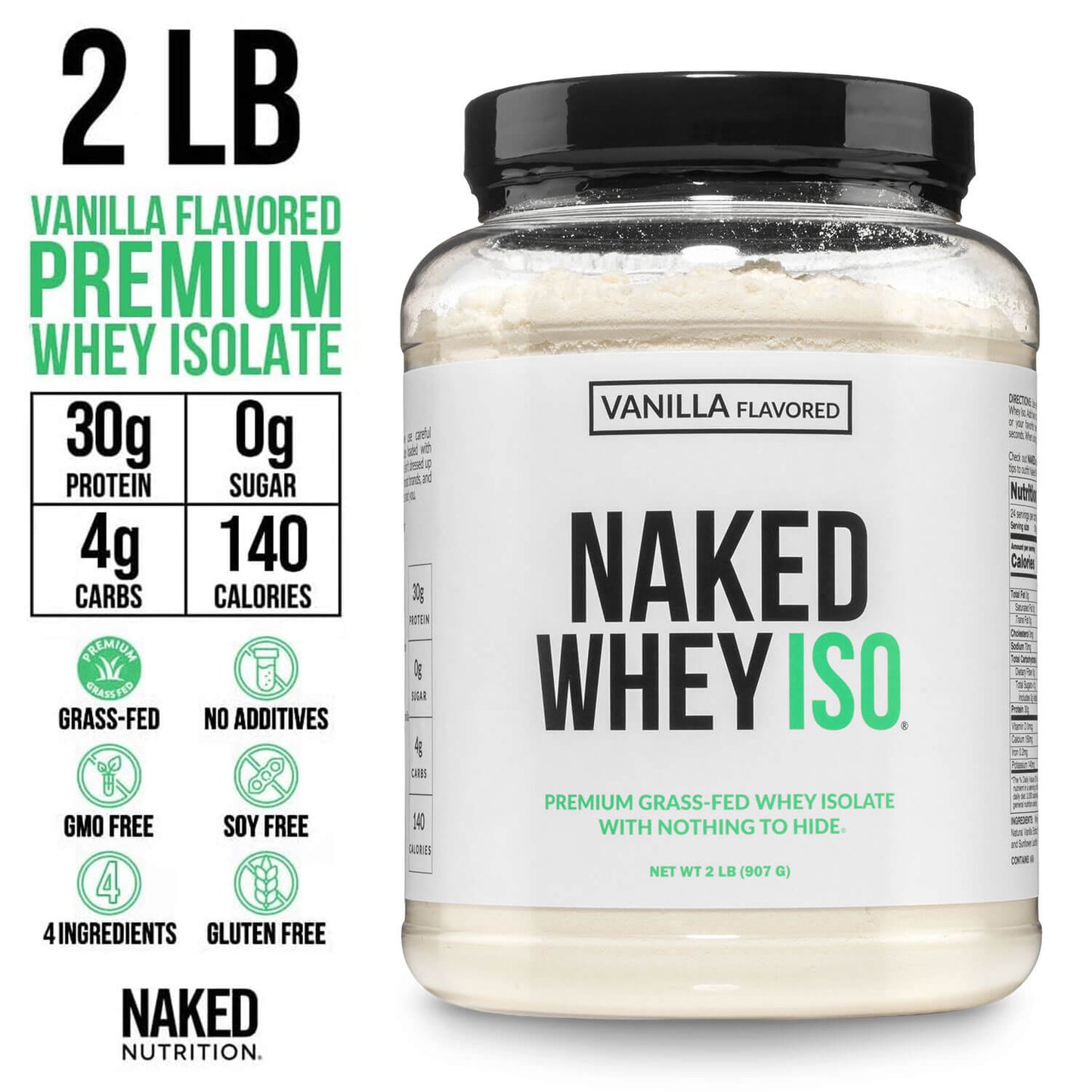 Vanilla Grass - Fed Whey Isolate Protein Powder - Vanilla for Smooth Everyday Protein Shakes