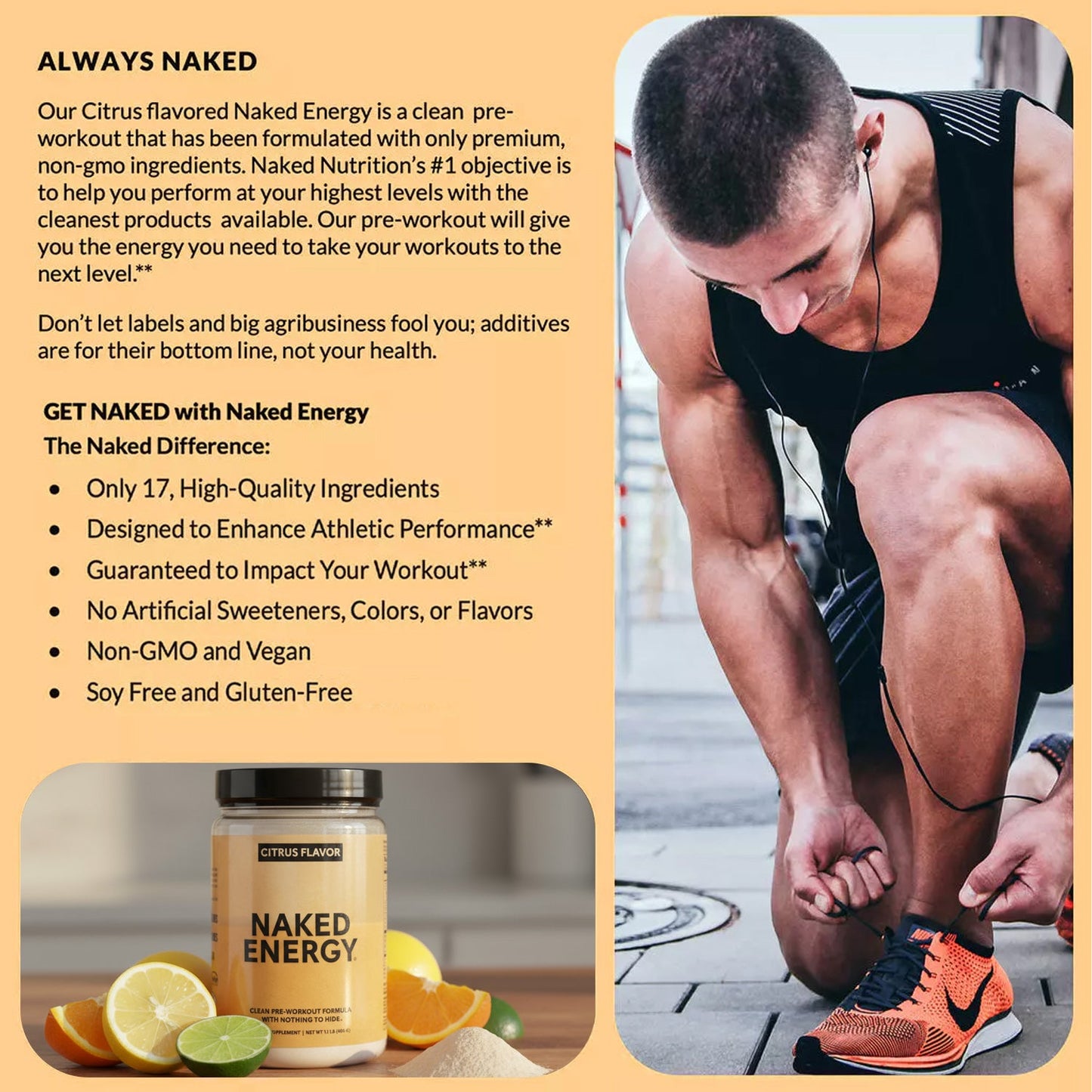 Citrus Pre Workout Supplement - Citrus for Easy Workout Drink Mixing