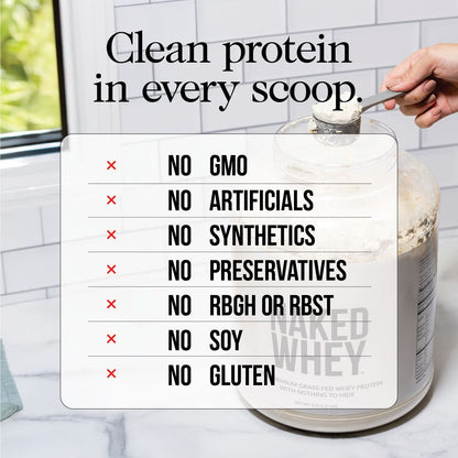 Grass Fed Whey Protein Powder - Unflavored - Standard Size for Smooth Everyday Protein Shakes