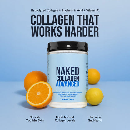 Vanilla Collagen Peptides with Hyaluronic Acid - Vanilla Advanced Collagen Peptides for Easy Everyday Collagen Mixing