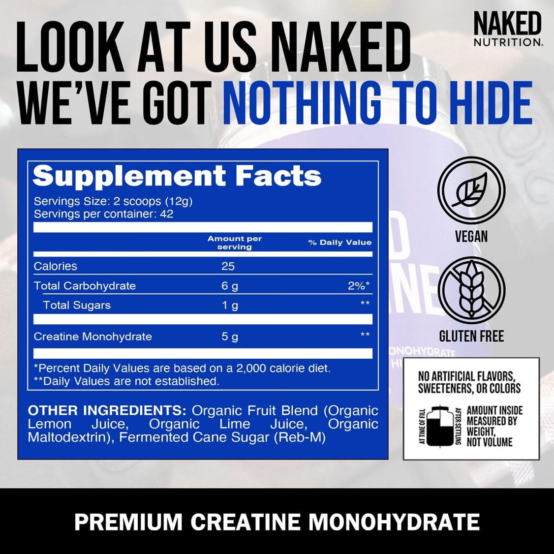 Lemon Lime Creatine Monohydrate Powder - Lemon Lime for Easy Workout Drink Mixing