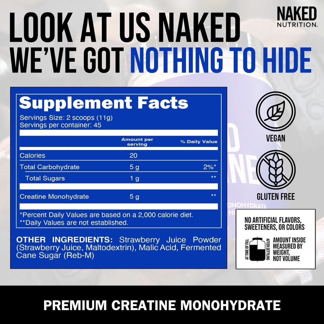 Strawberry Creatine Monohydrate Powder - Strawberry for Easy Workout Drink Mixing