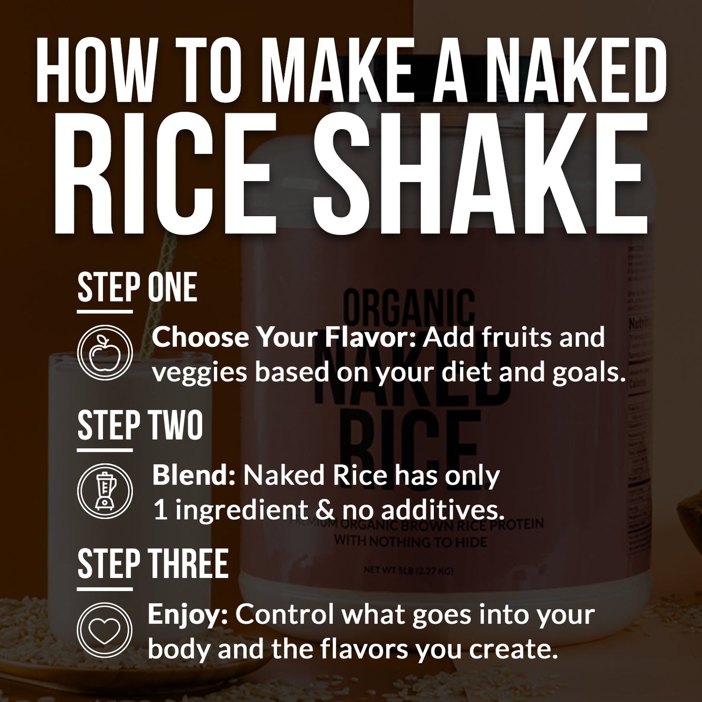 Organic Brown Rice Protein Powder 1lb - Unflavored 1LB for Smooth Everyday Protein Shakes