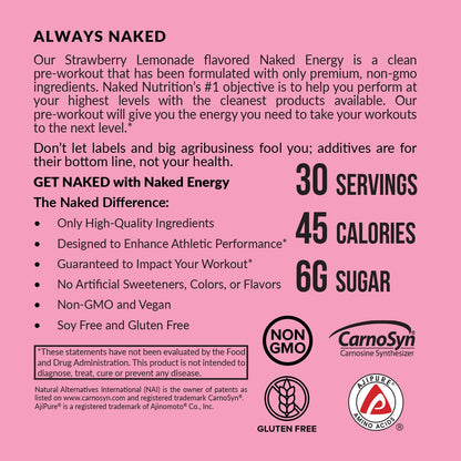 Strawberry Lemonade Pre Workout Supplement - Strawberry Lemonade for Easy Workout Drink Mixing