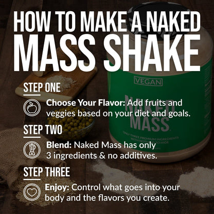 Vegan Mass Gainer Supplement - Unflavored (Vegan) 12LB for Convenient High - Calorie Nutrition Shakes